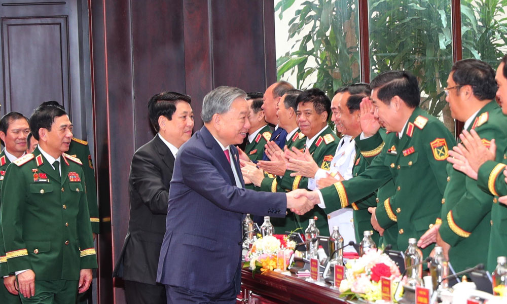 Tổng Bí thư Tô Lâm, Chủ tịch nước Lương Cường dự Phiên bế mạc Đại hội Đảng bộ Quân đội lần thứ XII.