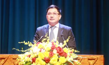 Đồng chí Nguyễn Hồng Thái phát biểu tại hội nghị.