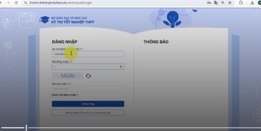 Thí sinh đăng nhập theo hướng dẫn của Bộ Giáo dục và Đào tạo. Ảnh: Chụp màn hình